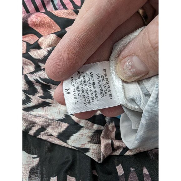 Cover Charge Maxi Skirt Size M Blue Black Pink Animal Print Stretch Modest - Picture 5 of 5